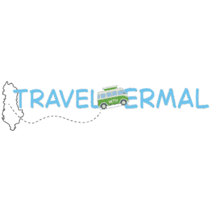 Travel With Ermal logo featuring Albania map and a green thermal van.